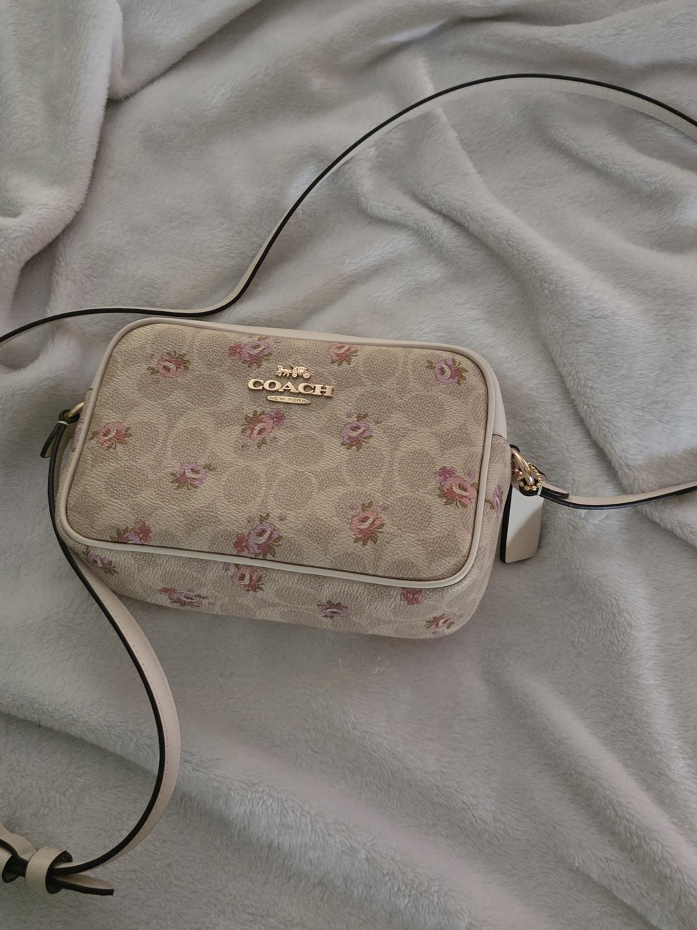 Coach Floral Signature Crossbody Bag - Cream/Pink